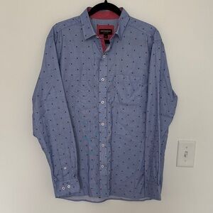 Johnston & Murphy Blue Patterned Button Down Shirt - Size L